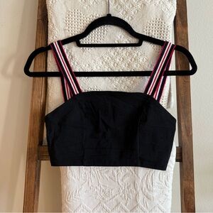 NWOT Urban Outfitters Black Cropped Top with Black, White & Red Striped Straps